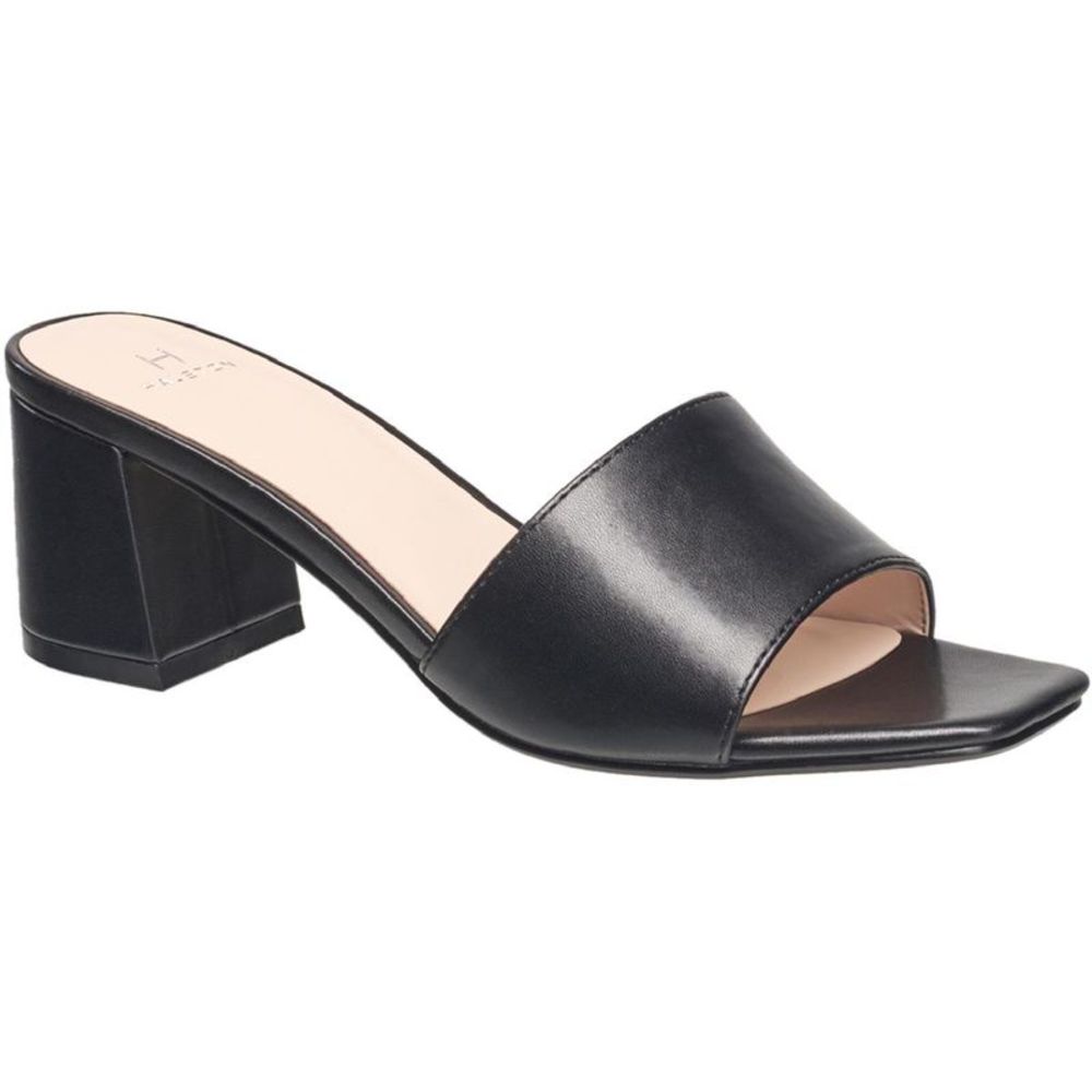 H Halston Womens Black Vegan Leather Dressy Open Toe Heel Sandals  Shoes NWT